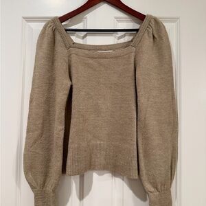 Anthropologie Tan Off-the-Shoulder Sweater